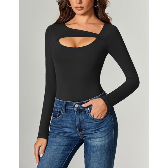⚡Avidlove Women’s Long Sleeve Bodysuit Scoop Neck Cutout Slim Fit Shapewear - Picture 2 of 6